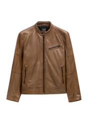 Brown men's leather jacket KURMS-0400-1H(W26)