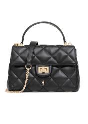 Black small quilted women's handbag TOREC-1092-99(Z25), front product view on white background.