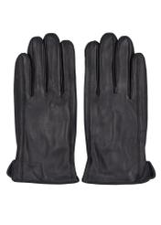 Black men's leather gloves REKMS-0089-99(Z26), front product view on white background.
