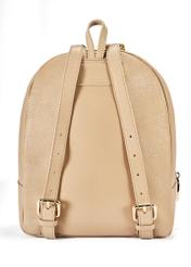 Beige leather women's backpack TORES-0898D-81(Z25), product view from the back on a white background.