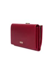 Red leather women's wallet PL-128-4B(KS), diagonal product view on white background.
