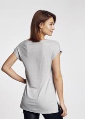 Women's elongated gray T-shirt TSHDT-0067-91(W21)-03