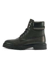 Black men's leather ankle boots BUTYM-0504-99(Z25), side view of the product on a white background.-02
