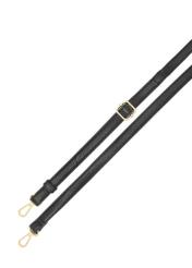 Black leather medium women's handbag TORES-1279-9I(W26), close-up of the product strap, view on a white background.