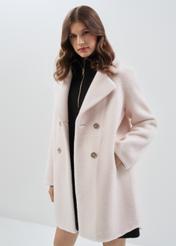 Women's double-breasted wool fur coat FUTDW-0020-12(Z23)-01