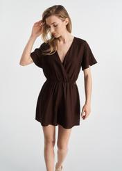 Brown short women's jumpsuit KOBDT-0008-89(W25)-02