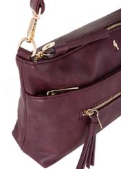 Maroon women's three-compartment handbag TOREC-0838-49(Z23)-06