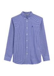 Men's navy blue checkered shirt KOSMT-0345-17(Z25), front product view on white background.