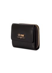 Black small women's leather wallet PORES-0932A-99(Z25), diagonal product view on white background.