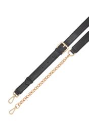 Black quilted women's handbag TOREC-1091-99(Z25), view of the product stripes on a white background.