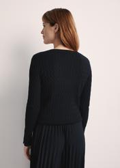 Black women's sweater SWEDT-0212A-99(Z25), product visible from the back on the model, half of the silhouette visible.