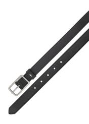 Women's leather belt in black PASDS-0307-99(W26) - product view from above, on a white background.