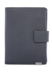 Men's leather wallet in navy blue PORMS-0695-7E(W26), front product view on white background.