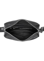 Black leather men's bag with logo TORMS-0297A-99(Z25) - top view of the product on a white background.