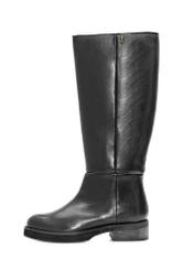Women's leather boots in black BUTYD-1195-99(Z25), side view of the products on a white background.-02