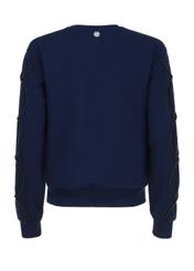 Navy blue women's sweatshirt with applique BLZDT-0077-69(Z22)-07