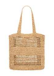 Women's straw handbag in natural beige color TOREC-1221-1E(W26), product view from the back on a white background.