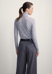 Women's gray wool turtleneck sweater SWEDT-0255-91(Z25), product view from the back on the model, half of the silhouette visible.