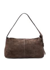 Dark brown suede handbag TORES-1186-89(Z25), product view from the back on a white background.