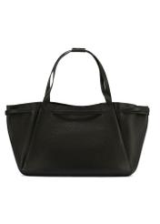 Black leather shopper bag TORES-1207-9I(W26) - product view from the back, on a white background.