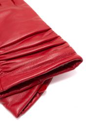 Red leather women's gloves REKDS-0096-42(Z25) - close-up of detail on white background.