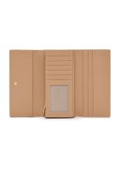 Large beige women's wallet POREC-0411-1B(W26), product view inside on white background.