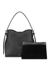 Black imitation leather shopper bag TOREC-0903-99(W24)-06