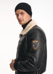 Black men's sheepskin coat TOP GUN FUTMP-0003-99(Z24)-03