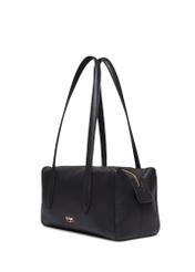 Women's leather handbag in black color TORES-1431-9I(Z26), diagonal product view on a white background.