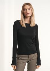 Women's black long sleeve blouse LSLDT-0032-99(Z22)-02