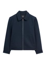 Navy blue men's wool coat PLAMT-0010-7D(Z26), front product view on white background.