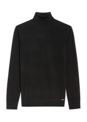 Black men's turtleneck sweater SWEMT-0185-99(Z25), front product view on white background.