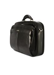 Black leather men's laptop bag TORMS-0482-99(Z25), diagonal product view on white background.