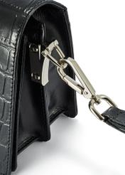 Black croco leather handbag TORES-1176-99(Z25), detail view of the product on a white background.