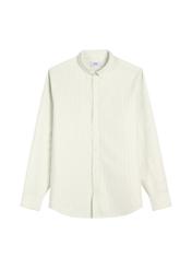 Men's cotton sage striped shirt KOSMT-0354-8F(W26), front product view on white background.