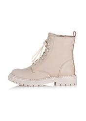 Beige leather women's ankle boots BUTYD-1015A-80(Z24)-03