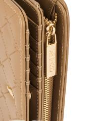 Beige women's wallet with monogram POREC-0348A-81(Z25), close-up of the product detail on a white background.