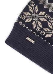 Navy blue cotton men's cap CZAMT-0090-69(Z25), close-up of product detail, view on white background.