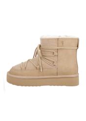 Women's cool beige snow boots BUTYD-1221-1K(Z26), side view on a white background.
