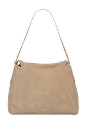 Cool beige suede shoulder bag TORES-1406-1K(Z26), product view from the back on a white background.