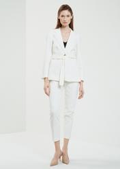 Women's cream blazer with belt ZAKDT-0030-12(W24)-03