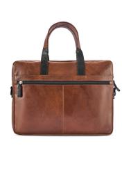 Brown leather men's bag TORMS-0488-1H(W26) - product view from the back, on a white background.