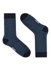 Navy blue men's long socks SKAMT-0196-7D(Z26), product view without packaging on white background.