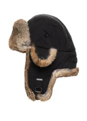 Black men's earflap hat with natural fur CZAMF-0001-9J(Z26)