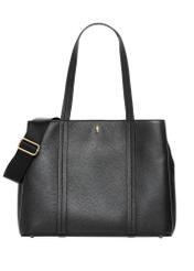 Black leather shopper bag TORES-1342-9I(Z26). Front view on a white background.