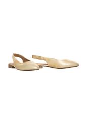 Women's gold ballet flats without a heel BUTYD-1246-2X(W26), diagonal product view on a white background.