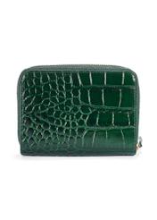 Green croco women's leather wallet TOREC-0952-51(W25) - product view from the back on white background.