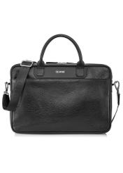 Black leather men's bag TORMS-0299A-99(Z25) - front product view on white background.