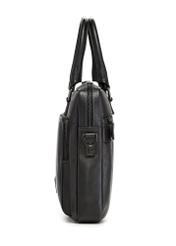 Black leather men's bag TORMS-0524-99(Z26) - side product view, on white background.