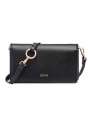 Black women's wallet with strap POREC-0431-99(W26), front product view on white background.